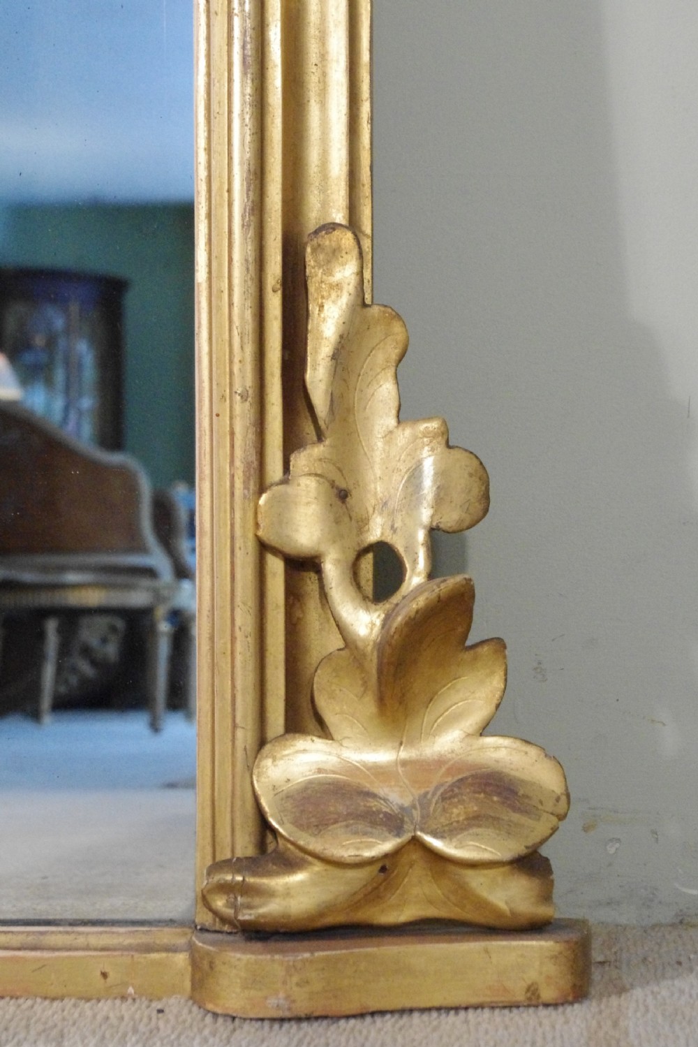 English Victorian Gilt Large Arch Top Overmantle Mirror View VI