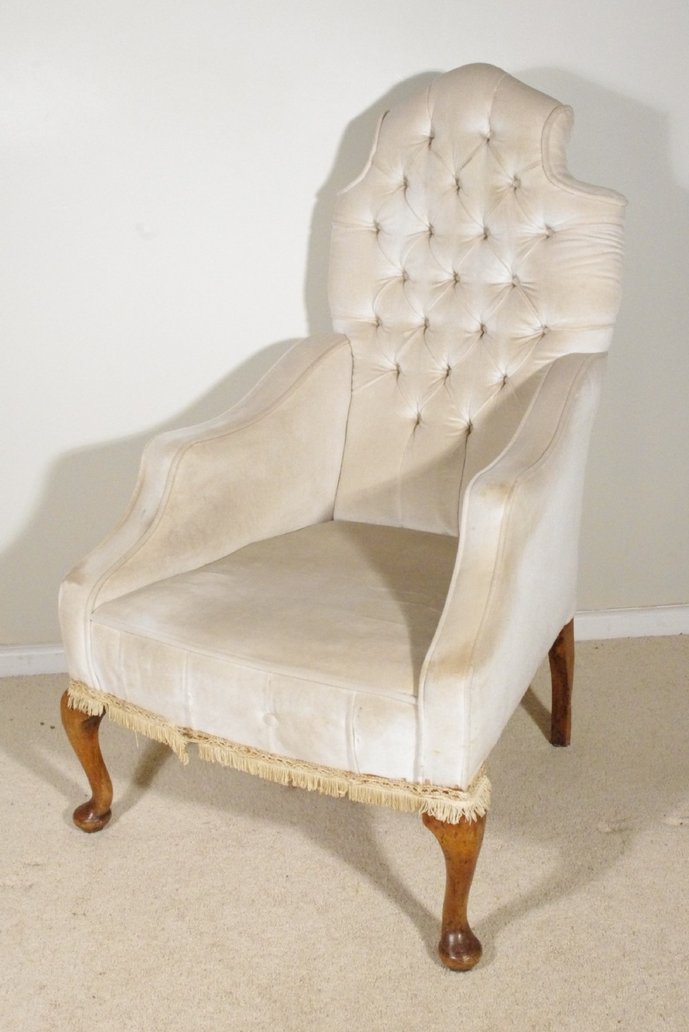 Victorian Walnut High Back Buttoned Armchair