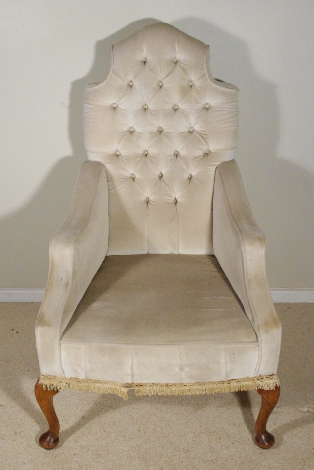 Victorian Walnut High Back Buttoned Armchair View II