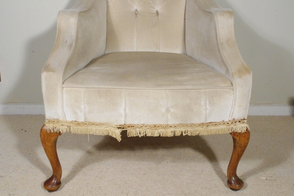 Victorian Walnut High Back Buttoned Armchair View V