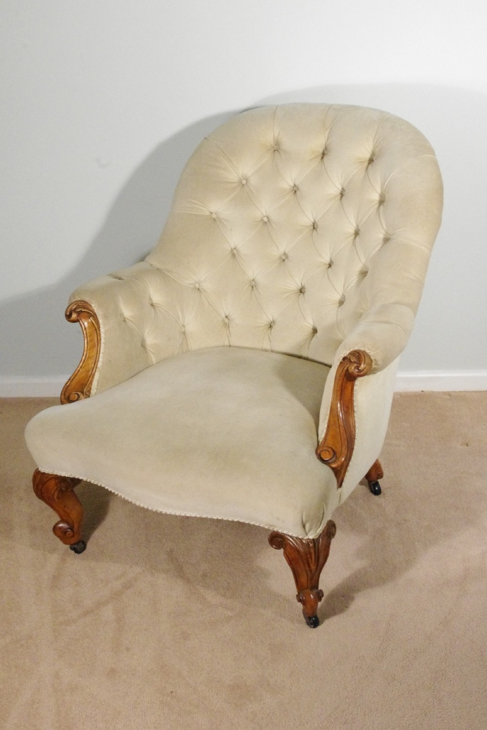 Victorian Walnut Button Back Armchair