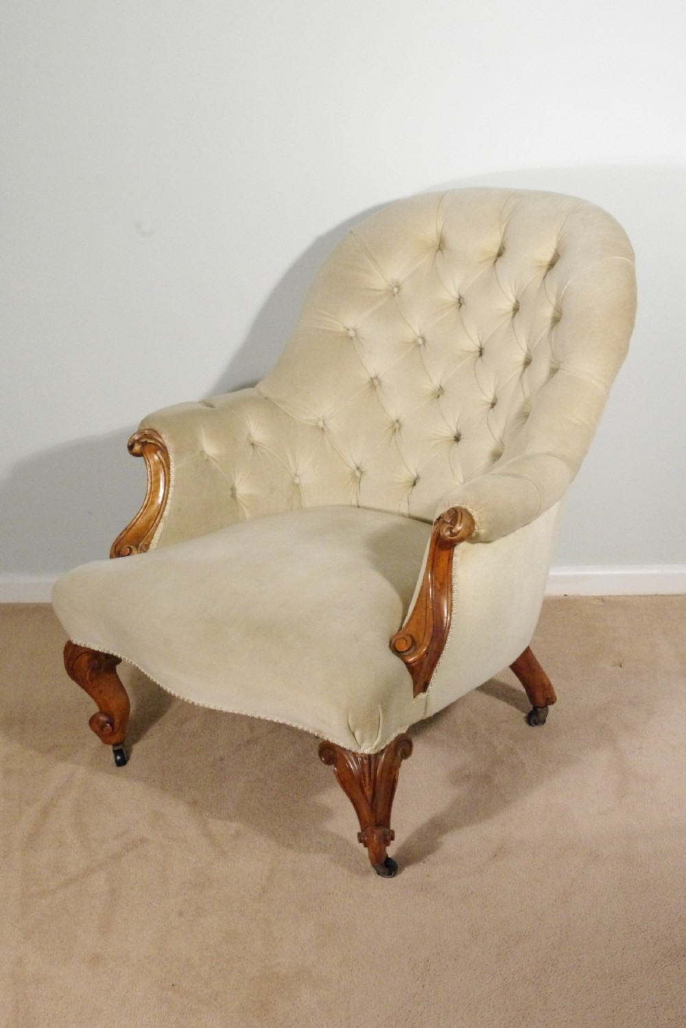 Victorian Walnut Button Back Armchair View III