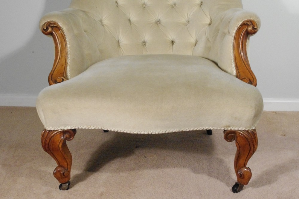 Victorian Walnut Button Back Armchair View IV