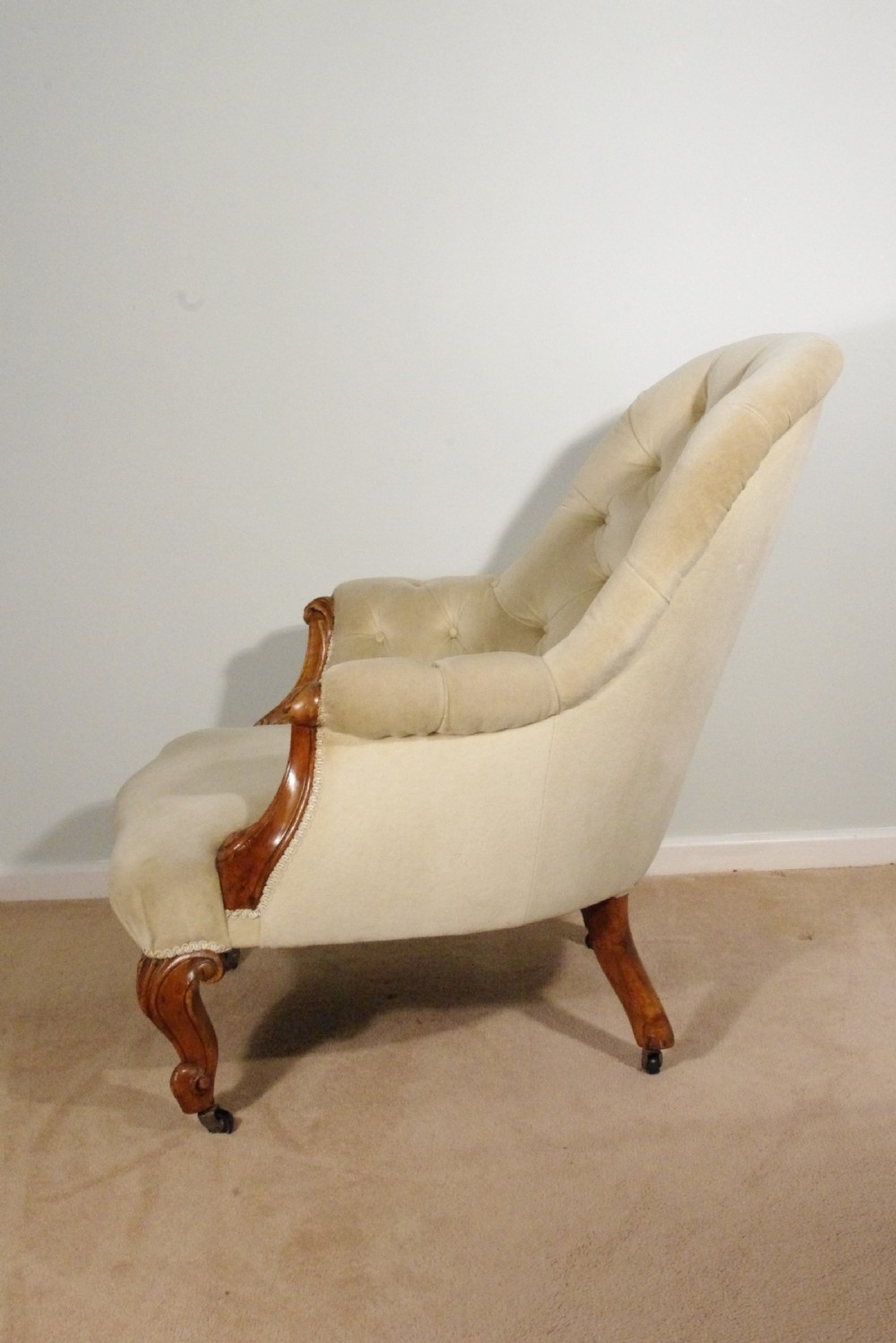Victorian Walnut Button Back Armchair View VIII