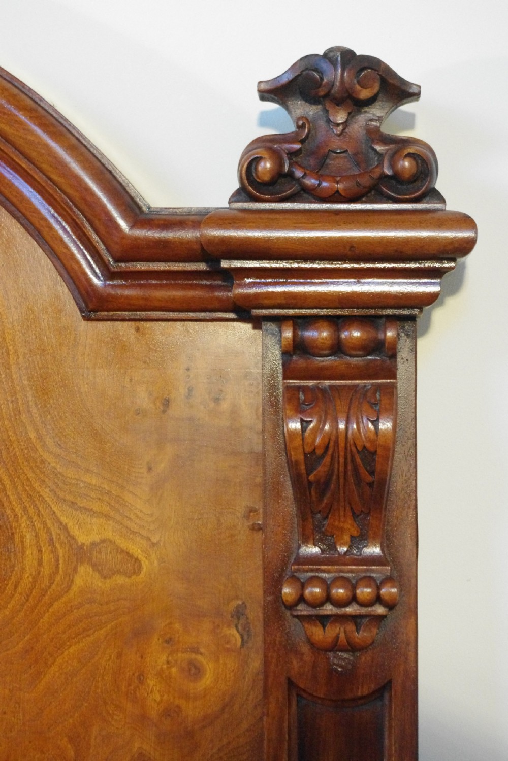 Victorian Burr Walnut Veneered 6ft/Double/King size Headboard Bed View IV