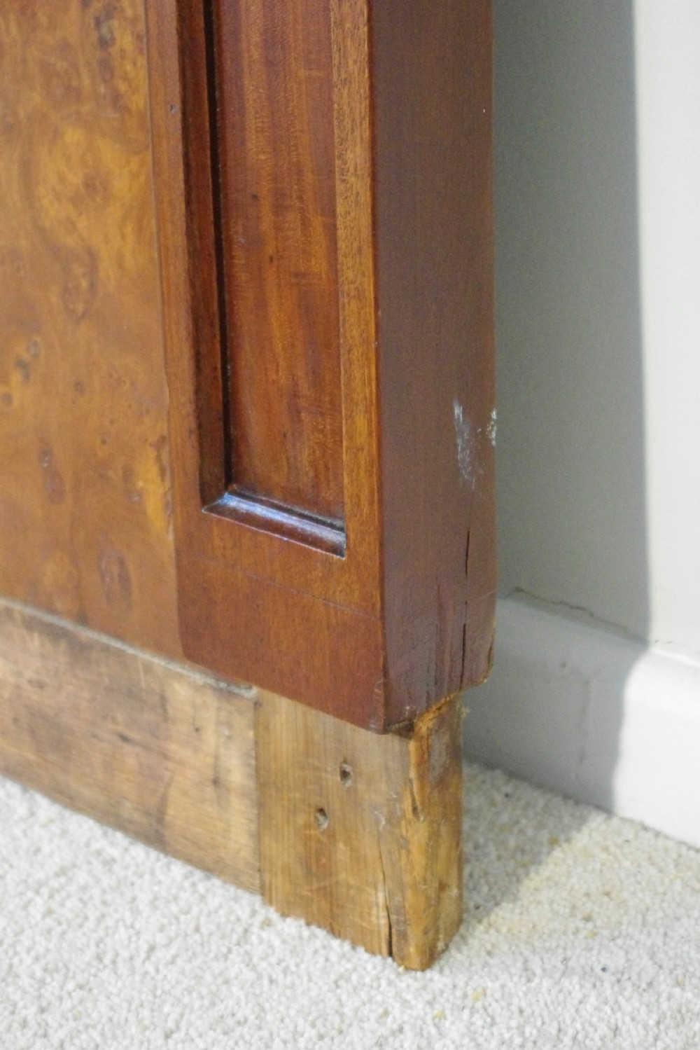 Victorian Burr Walnut Veneered 6ft/Double/King size Headboard Bed View VI