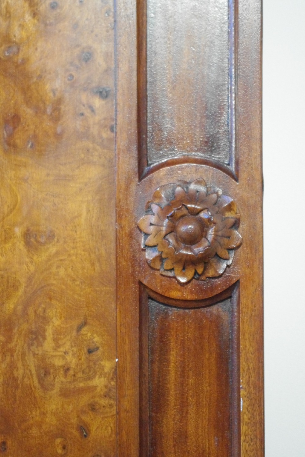 Victorian Burr Walnut Veneered 6ft/Double/King size Headboard Bed View VII