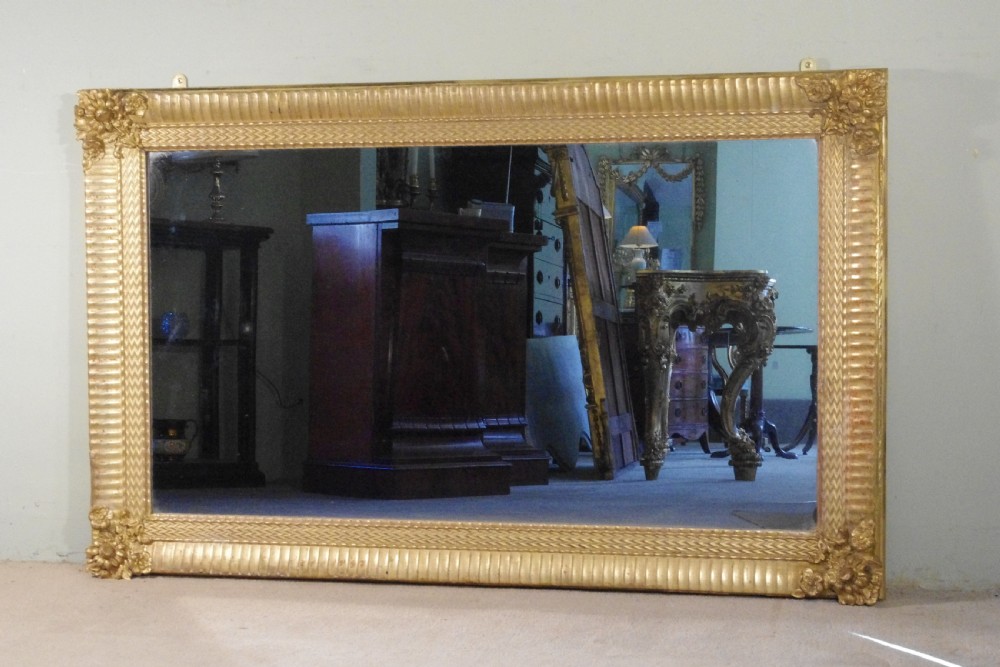 19th Century French Gilt Large Overmantle Mirror