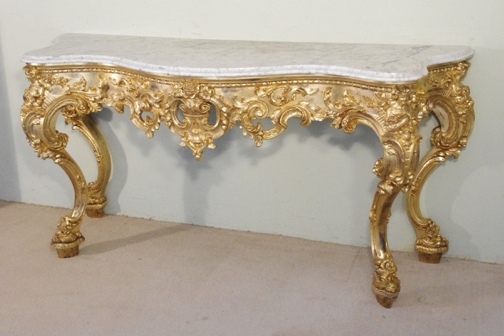 19th Century English Gilt Console Table with Marble Top View II