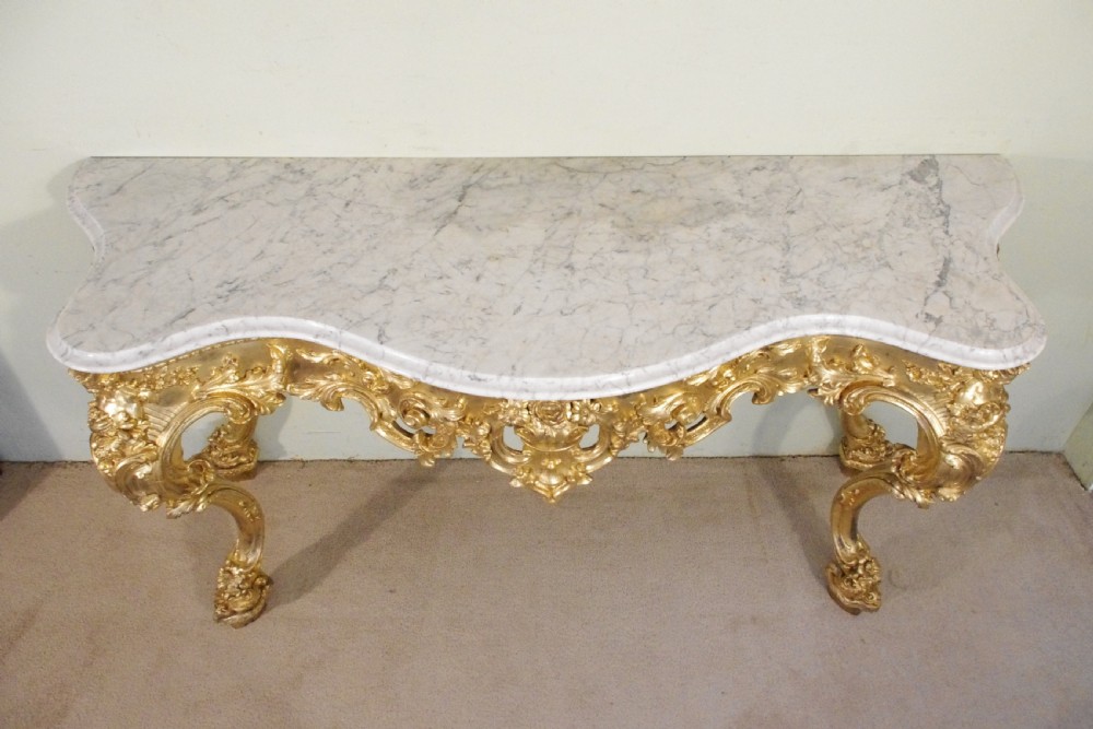 19th Century English Gilt Console Table with Marble Top View III