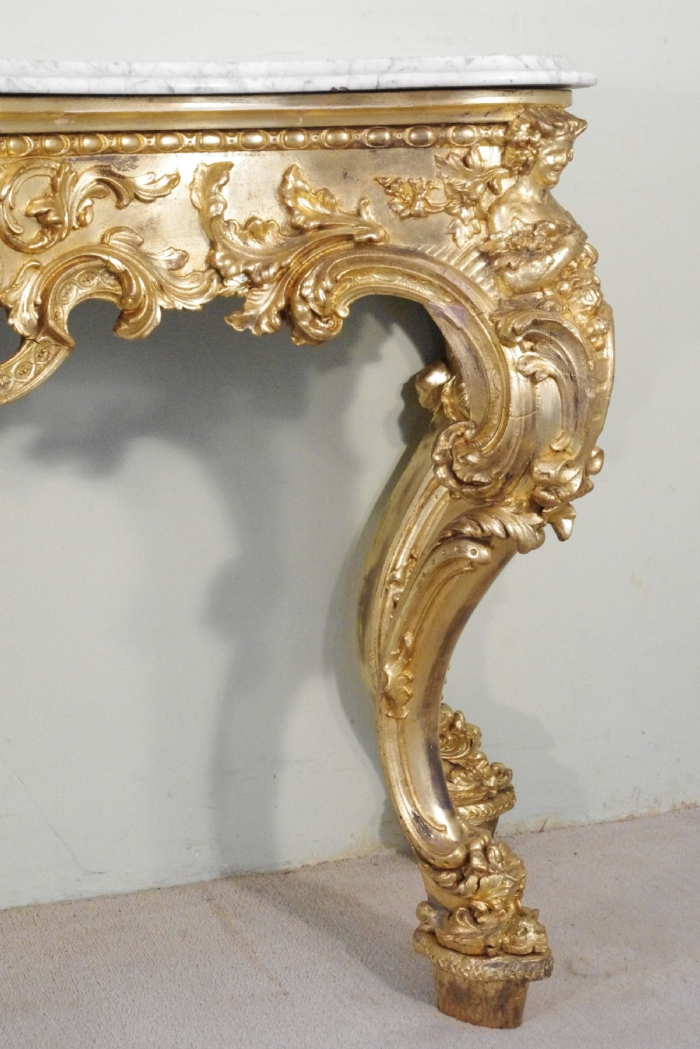 19th Century English Gilt Console Table with Marble Top View V
