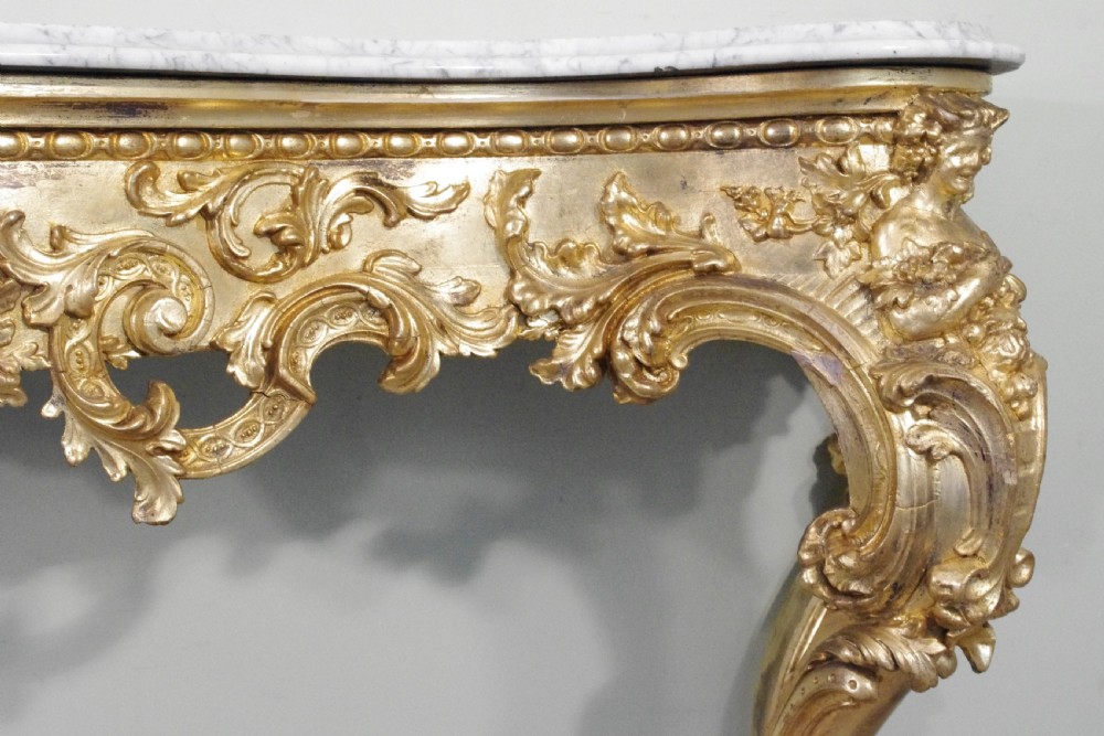 19th Century English Gilt Console Table with Marble Top View VI
