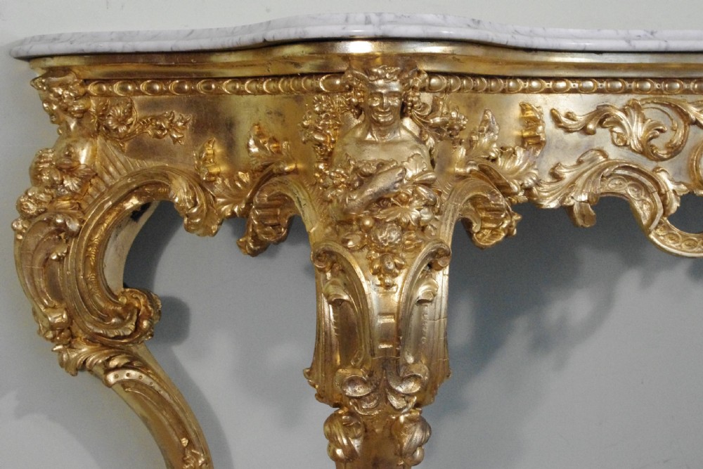 19th Century English Gilt Console Table with Marble Top View VII