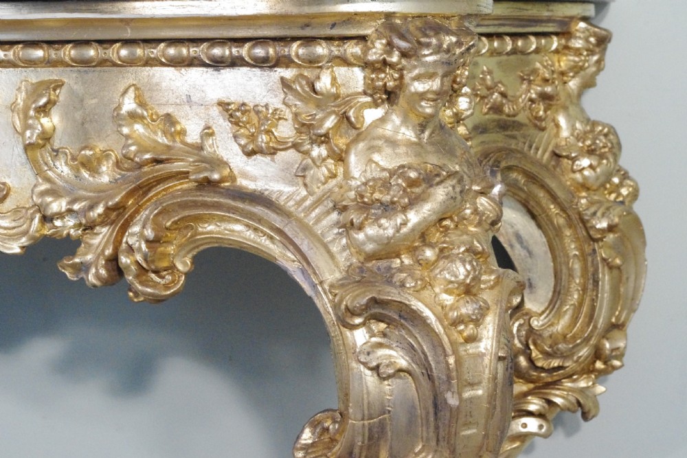 19th Century English Gilt Console Table with Marble Top View XI