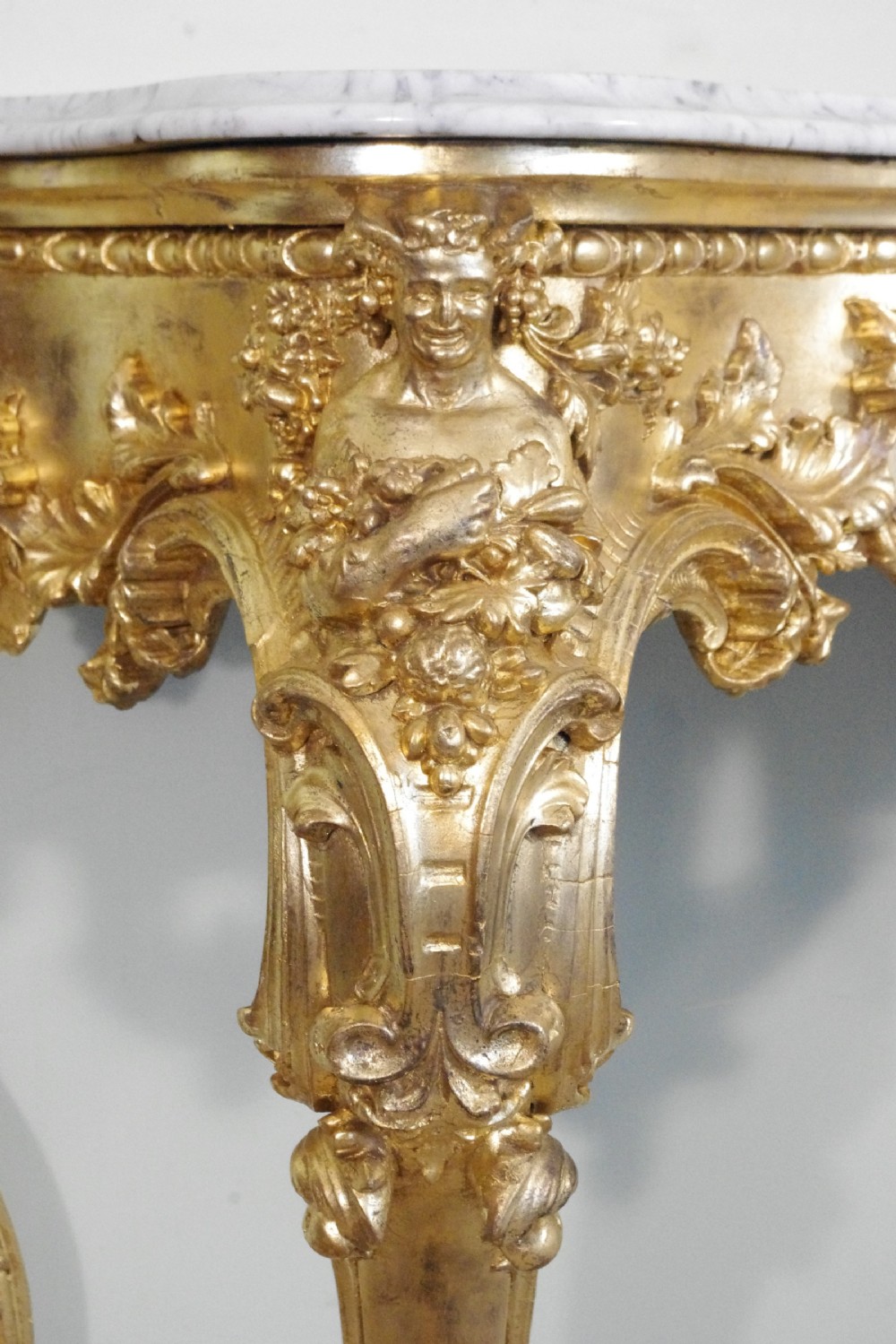 19th Century English Gilt Console Table with Marble Top View XII