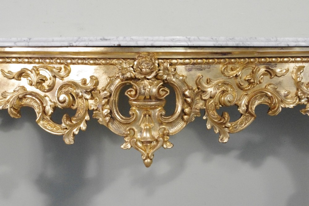 19th Century English Gilt Console Table with Marble Top View XIII