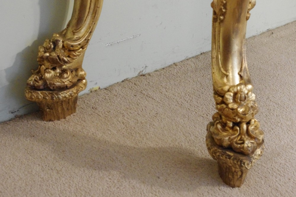 19th Century English Gilt Console Table with Marble Top View XV