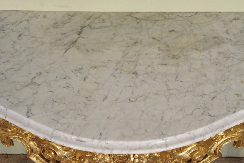 19th Century English Gilt Console Table with Marble Top View XIX
