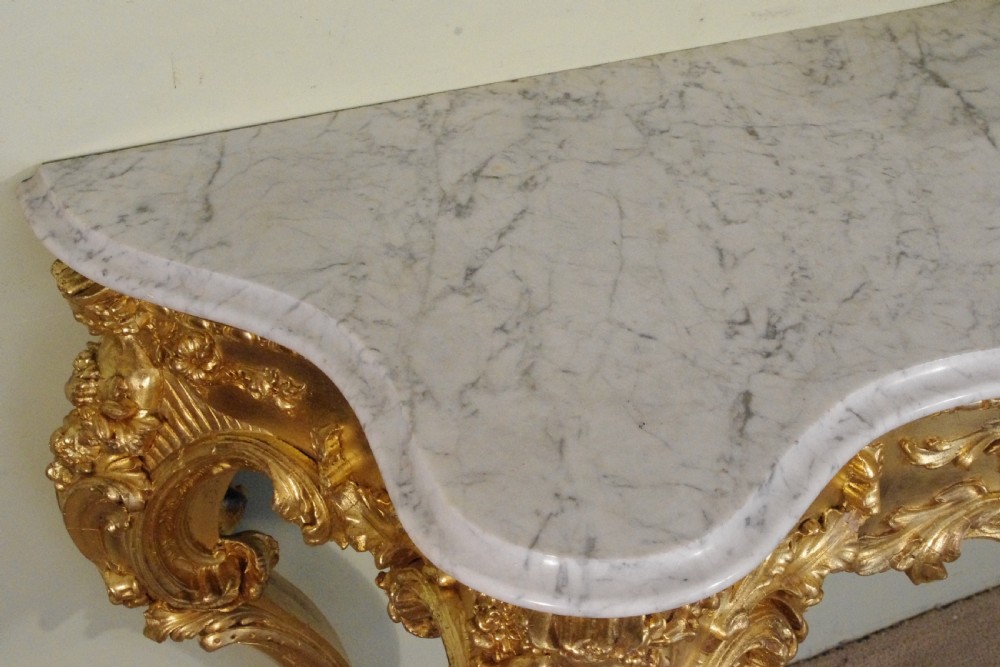 19th Century English Gilt Console Table with Marble Top View XX