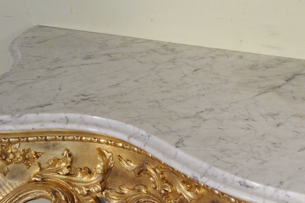 19th Century English Gilt Console Table with Marble Top View XXI