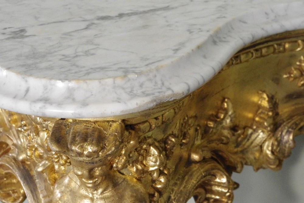 19th Century English Gilt Console Table with Marble Top View XXIII