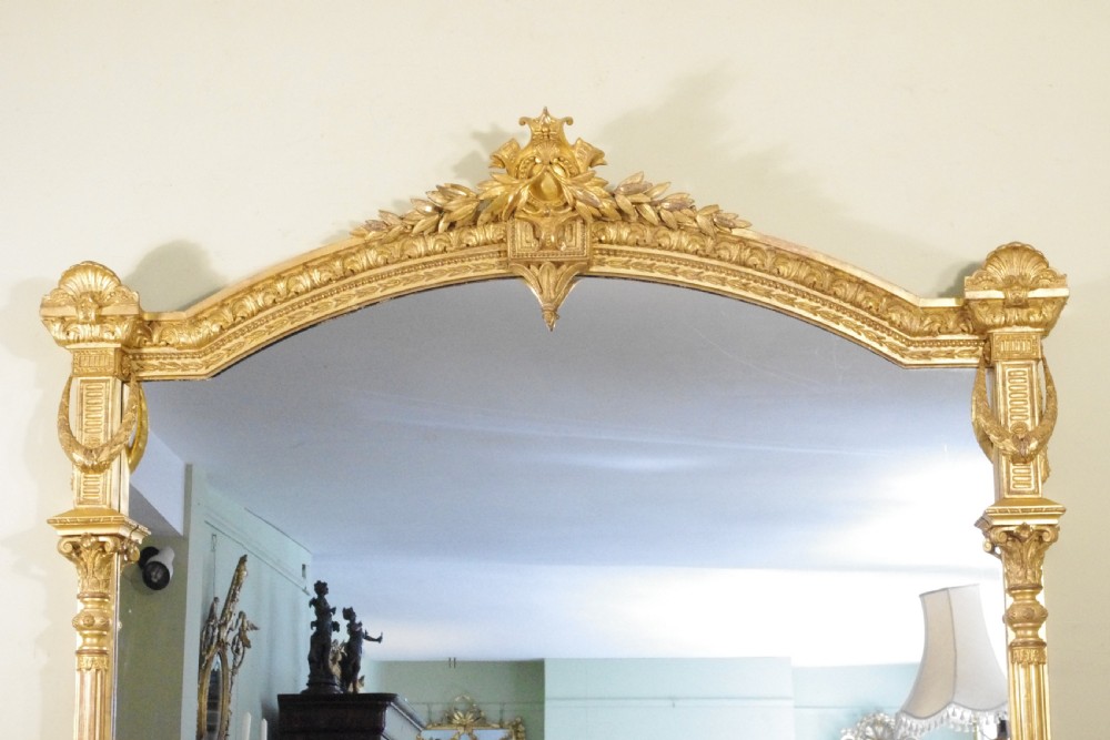 English Victorian Gilt Large Overmantle Mirror View II