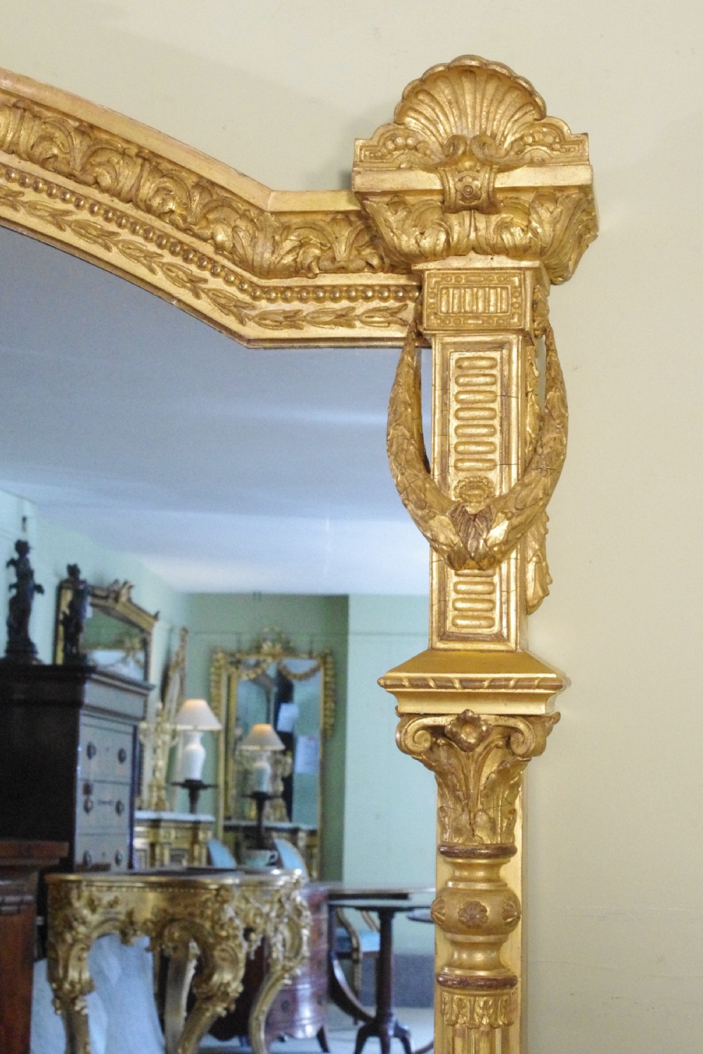 English Victorian Gilt Large Overmantle Mirror View V