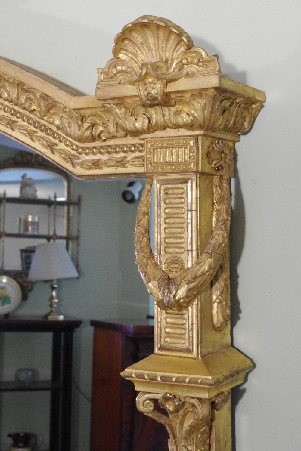 English Victorian Gilt Large Overmantle Mirror View VI