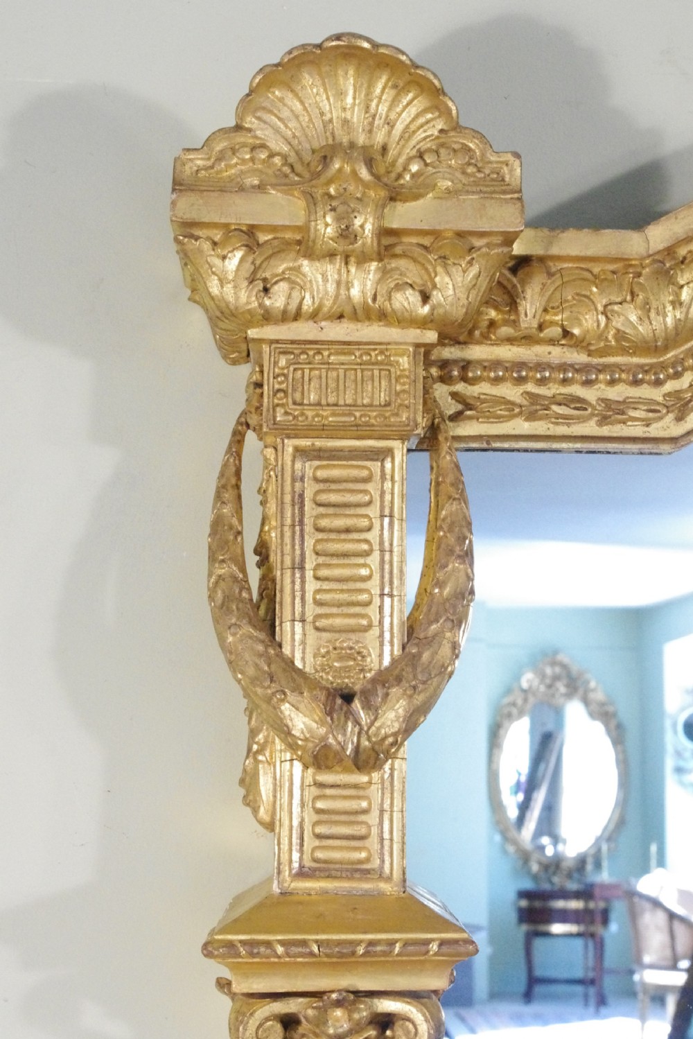English Victorian Gilt Large Overmantle Mirror View VII