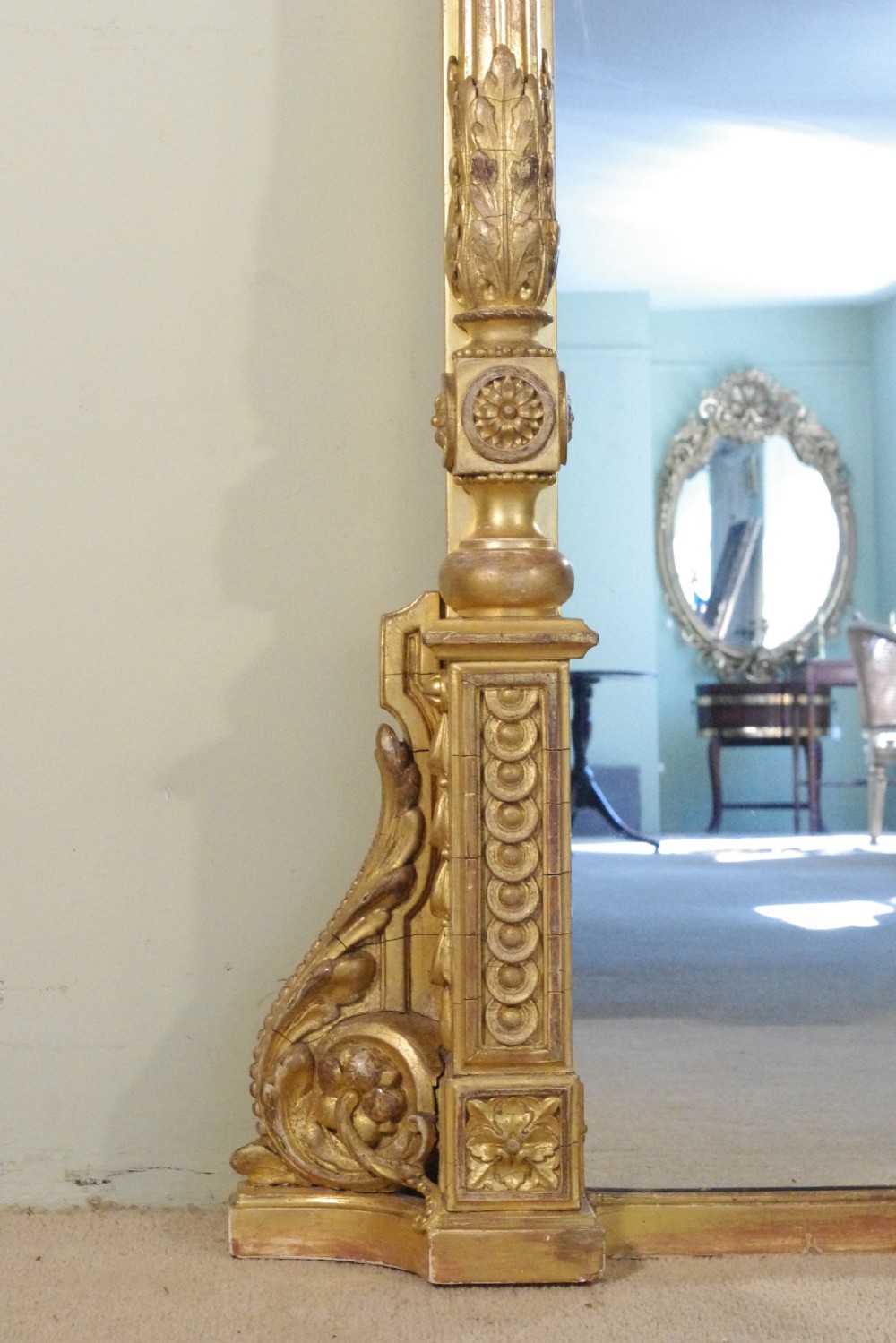 English Victorian Gilt Large Overmantle Mirror View IX
