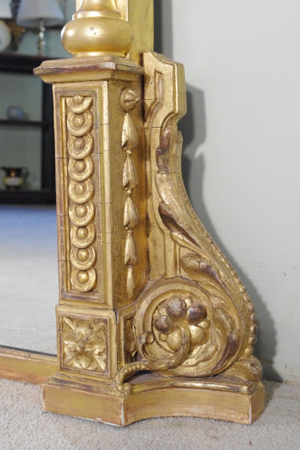 English Victorian Gilt Large Overmantle Mirror View X