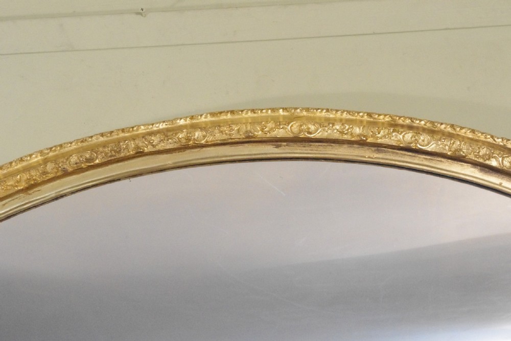 English Victorian Gilt Very Large Oval Overmantle/Wall Mirror View IV