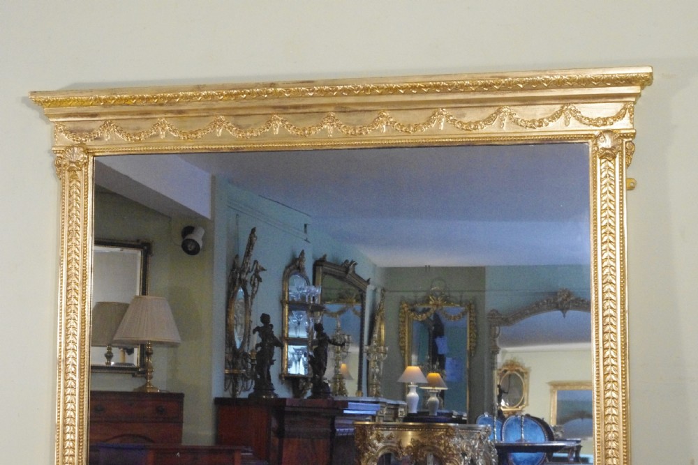 English Victorian Gilt Large Overmantle Mirror View II