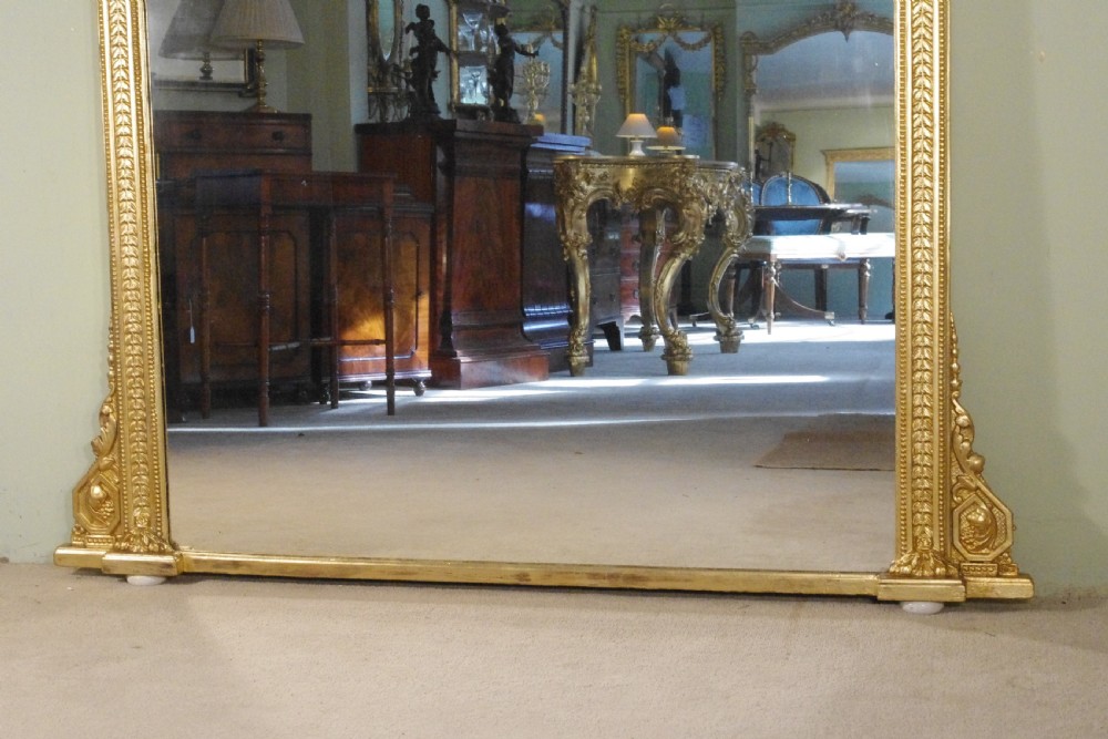 English Victorian Gilt Large Overmantle Mirror View III