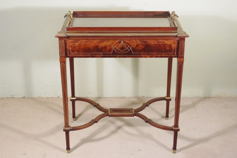 Edwardian Brass Inlaid Mahogany Drinks/Tea/Serving Table View II