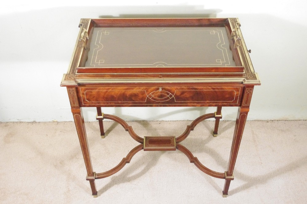 Edwardian Brass Inlaid Mahogany Drinks/Tea/Serving Table View III