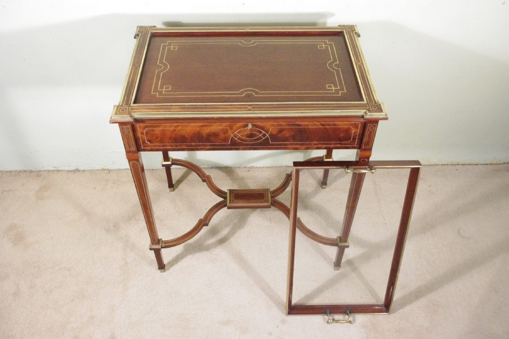 Edwardian Brass Inlaid Mahogany Drinks/Tea/Serving Table View IV