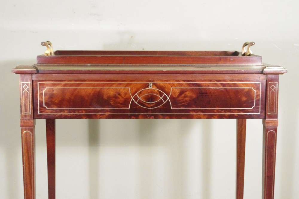 Edwardian Brass Inlaid Mahogany Drinks/Tea/Serving Table View VII