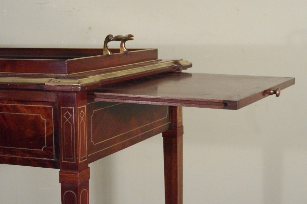 Edwardian Brass Inlaid Mahogany Drinks/Tea/Serving Table View IX