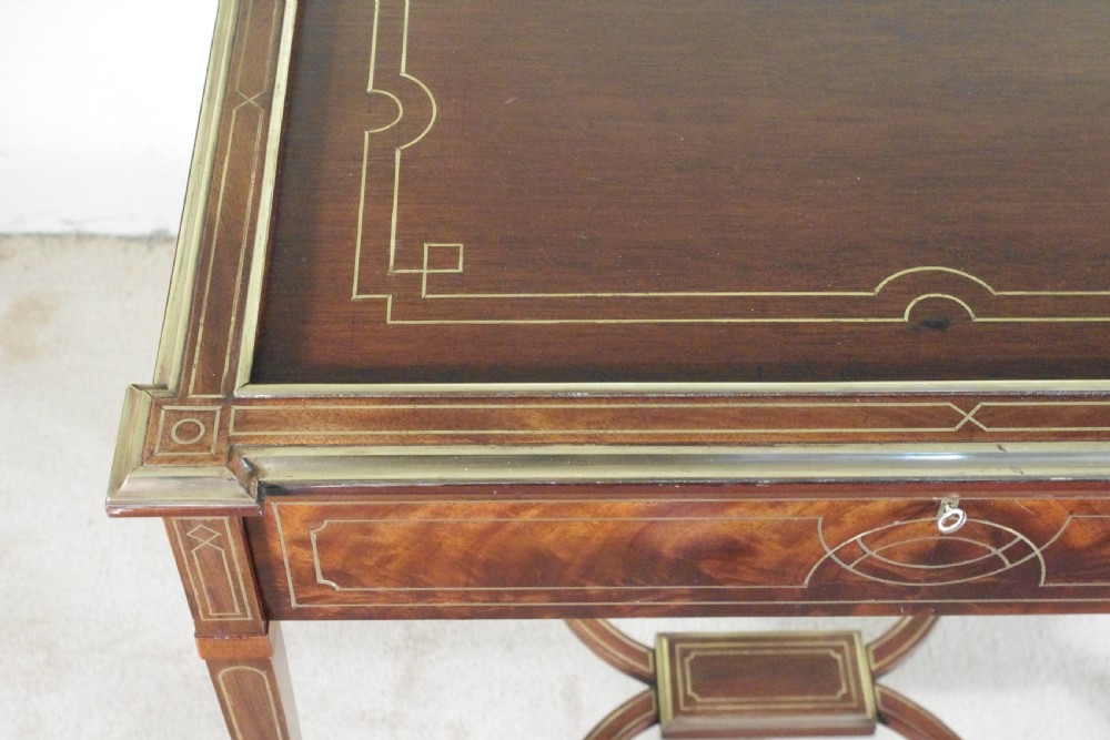 Edwardian Brass Inlaid Mahogany Drinks/Tea/Serving Table View XIII