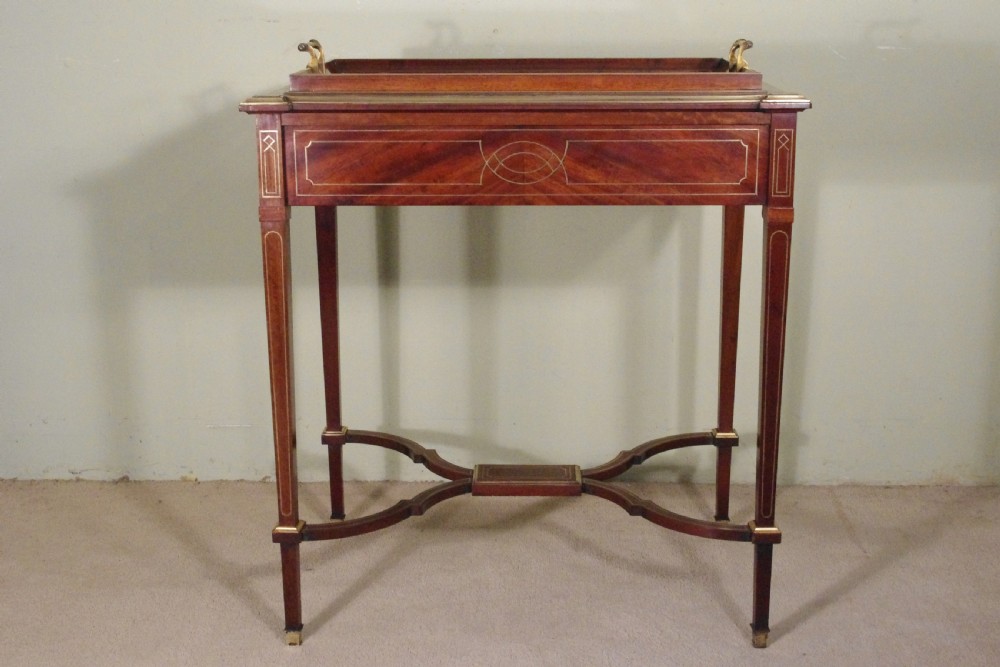 Edwardian Brass Inlaid Mahogany Drinks/Tea/Serving Table View XVIII