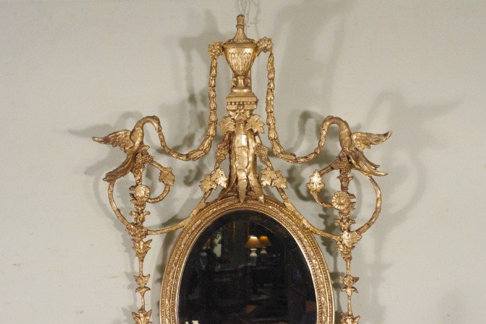 Gilt Adam Style Girandole Wall Mirror with Candle Sconces View II