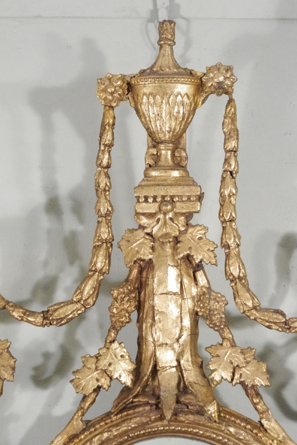 Gilt Adam Style Girandole Wall Mirror with Candle Sconces View VI