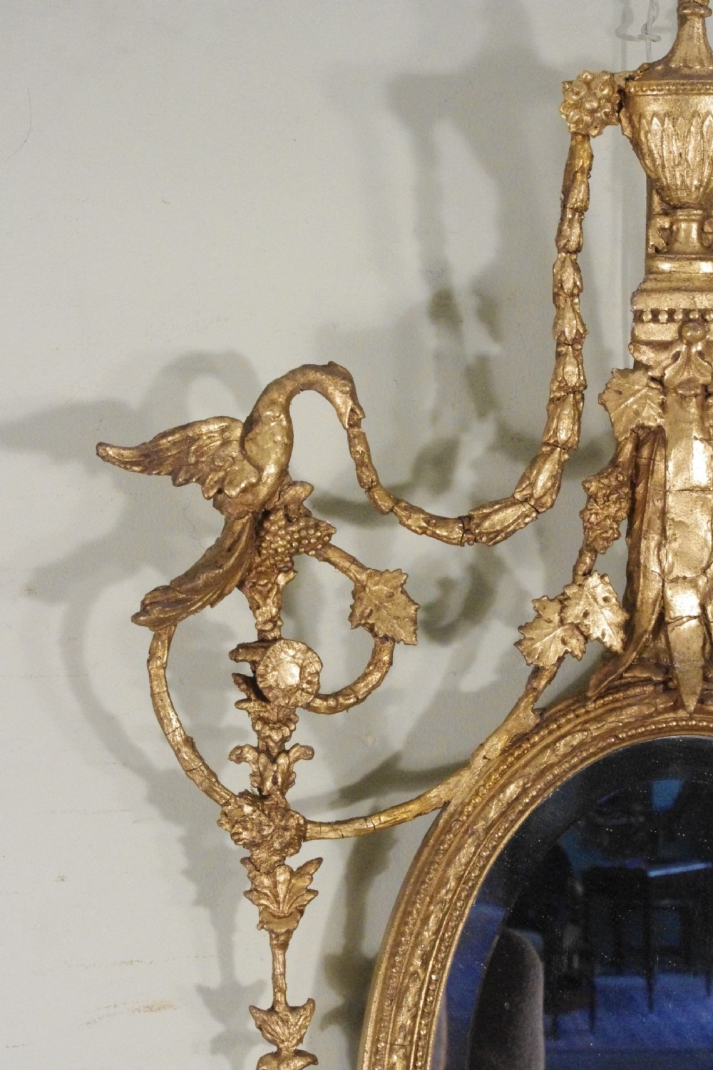 Gilt Adam Style Girandole Wall Mirror with Candle Sconces View VII