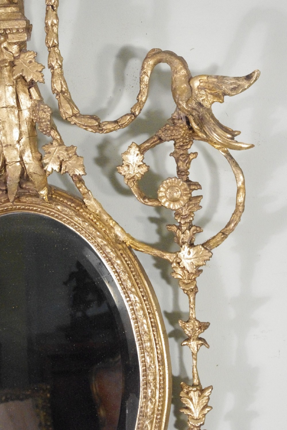 Gilt Adam Style Girandole Wall Mirror with Candle Sconces View VIII