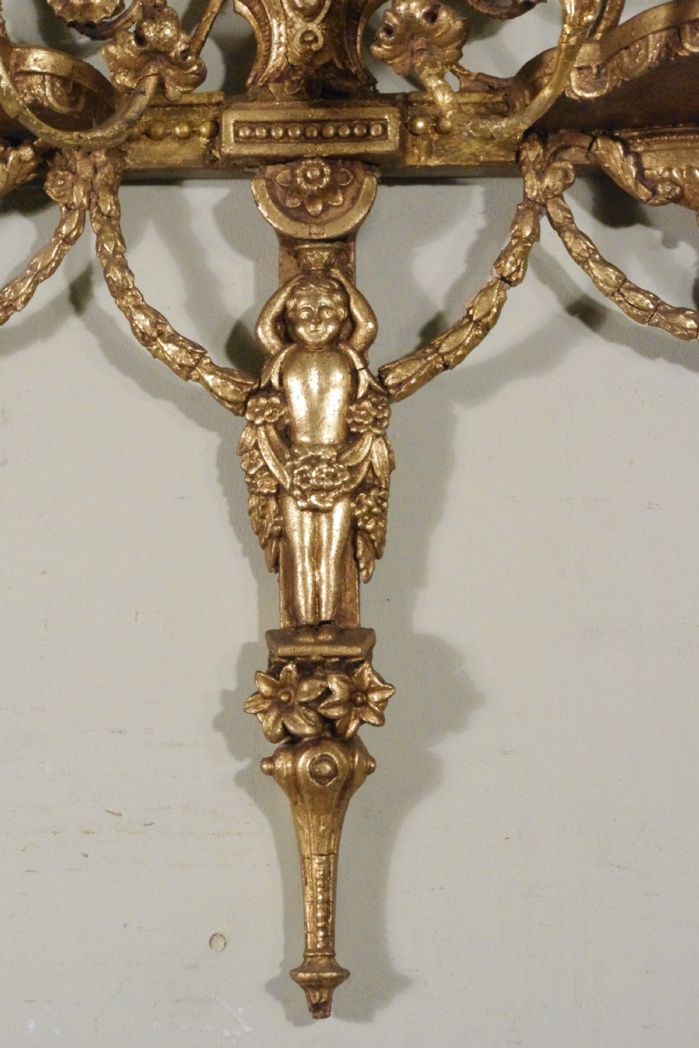 Gilt Adam Style Girandole Wall Mirror with Candle Sconces View X