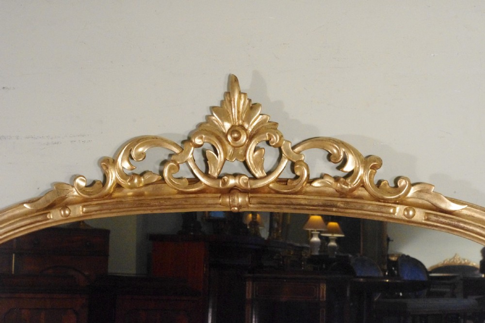 English Victorian Gilt Large Arch Top Overmantle Mirror View II