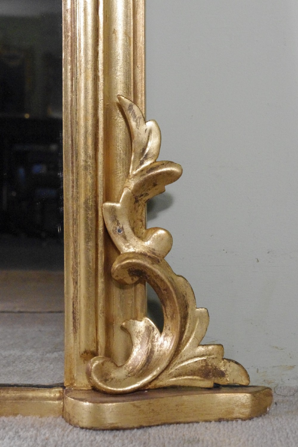 English Victorian Gilt Large Arch Top Overmantle Mirror View VII
