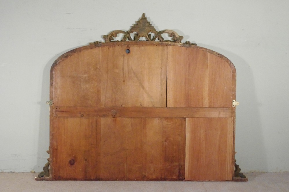 English Victorian Gilt Large Arch Top Overmantle Mirror View IX