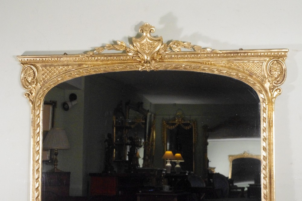 English Victorian Gilt Large Overmantle Mirror View II